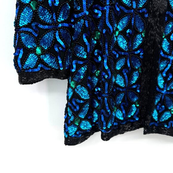 Laurence Kazar vintage sequined blazer 100% silk Woman’s size medium Large - Picture 4 of 15
